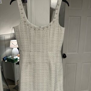 Linda Pearl Neck Line Tweed Mini Dress